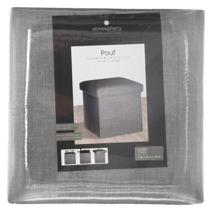 Pouf pliant "Tomaz" gris souris