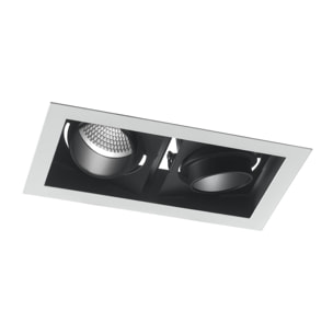 Incasso LED APOLLO antiriflesso in bianco e nero con due luci spot orientabile 2x20W 3000K (luce calda)