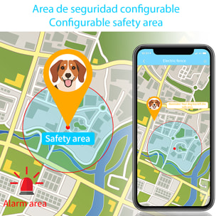 Localizzatore GPS speciale per cani e animali domestici. BDS+LBS+AGPS. Collare da 40 a 64 cm di diametro, riflettente.