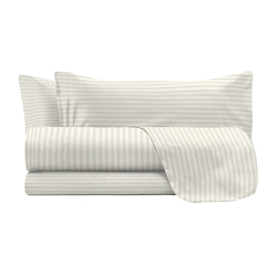 COMPLETO LETTO SATIN STRIPES RASO DI POLIESTERE MADE IN ITALY - MATRIMONIALE PANNA