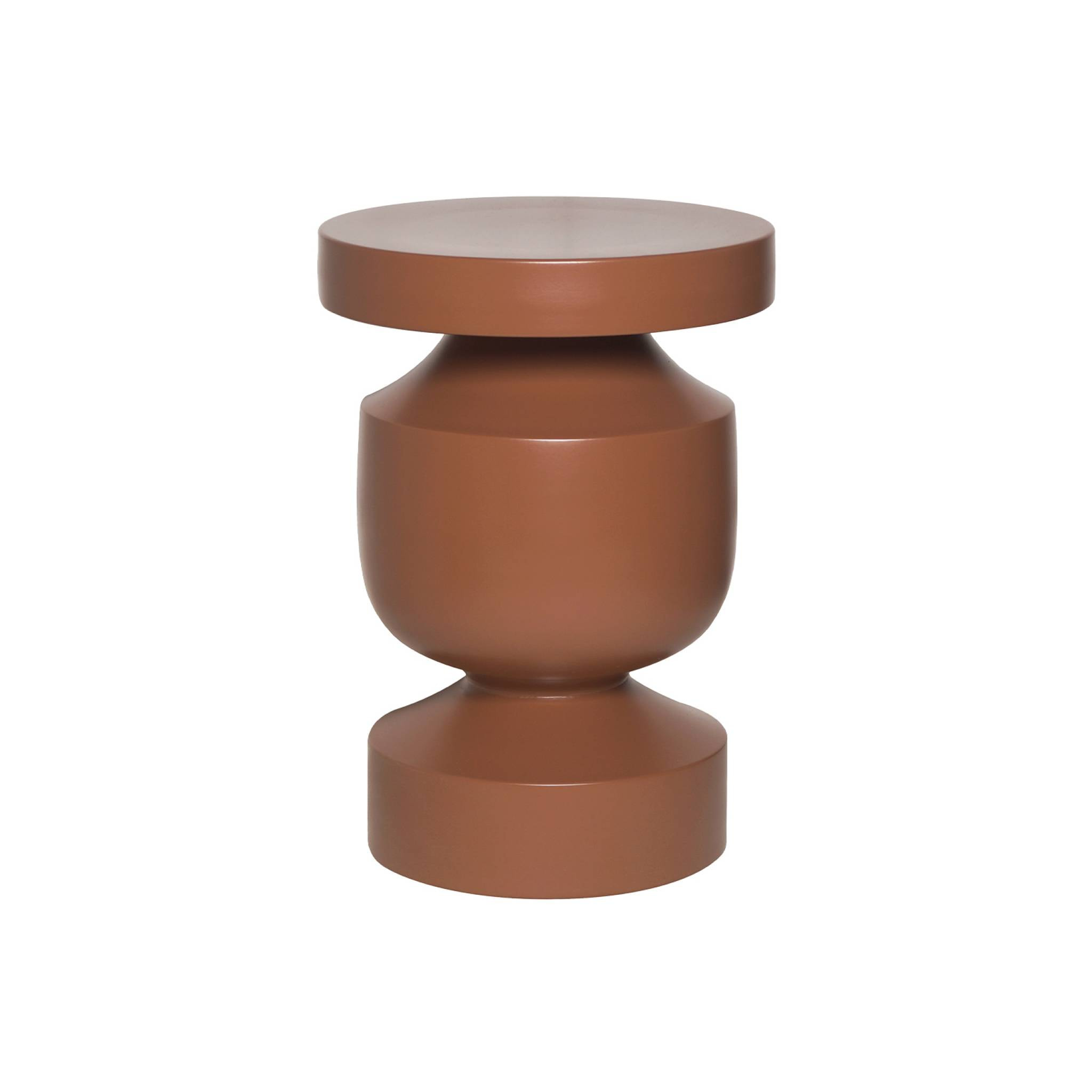 Table d'appoint. bout de canapé. table de chevet en métal coloris terracotta. Alma. Ø30.5 x H 43.5cm
