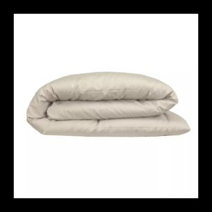 Housse de couette satin de coton uni beige Ava uni lin