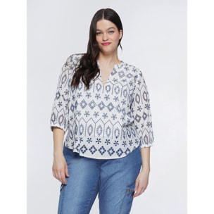 Fiorella Rubino - Blusa con ricami a contrasto - Bianco