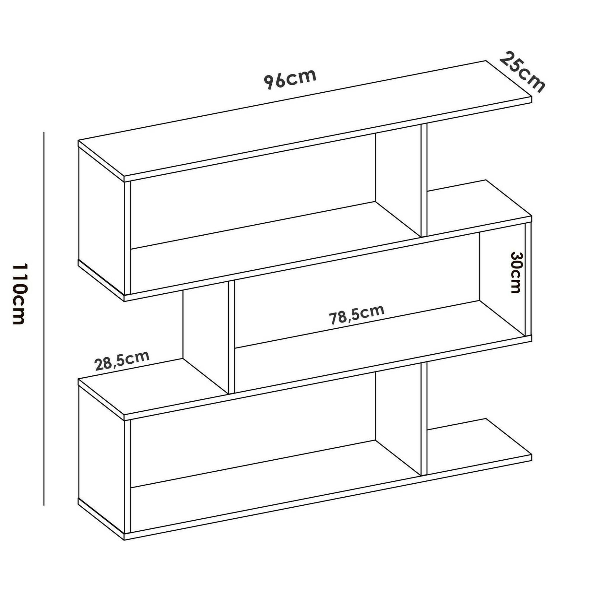 Libreria Misone, Scaffale da ufficio multiuso, Mobile biblioteca portalibri a 3 ripiani, 110x25h96 cm, Rovere