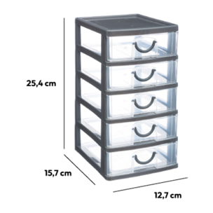 Rangement tour plastique 5 tiroirs Grand modèle