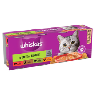 WHISKAS Boîtes en terrine 4 variétés pour chat 400g (4x6)