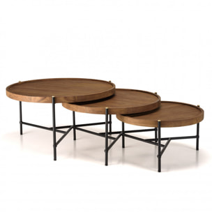 ALIDA - Set de 3 tables basses tripodes rondes