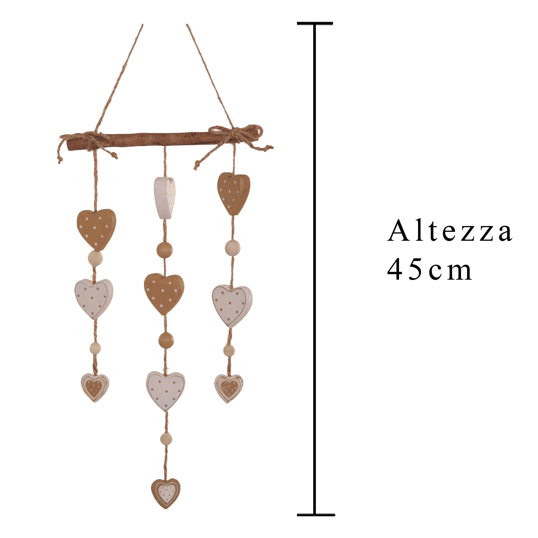 Decoro Con Cuori Da Appendere. Altezza 45 Cm - Pezzi 4 - 22X45X1,5cm - Colore: Altro - Bianchi Dino - Articoli Natalizi