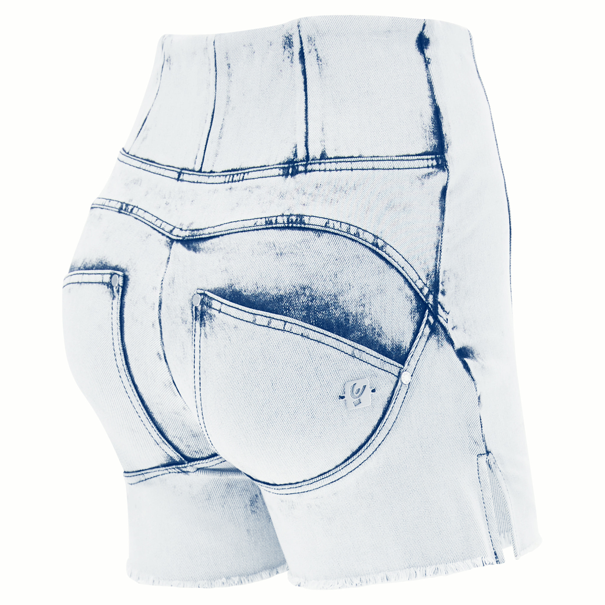 Shorts push up WR.UP® con spacchi in denim super slavato