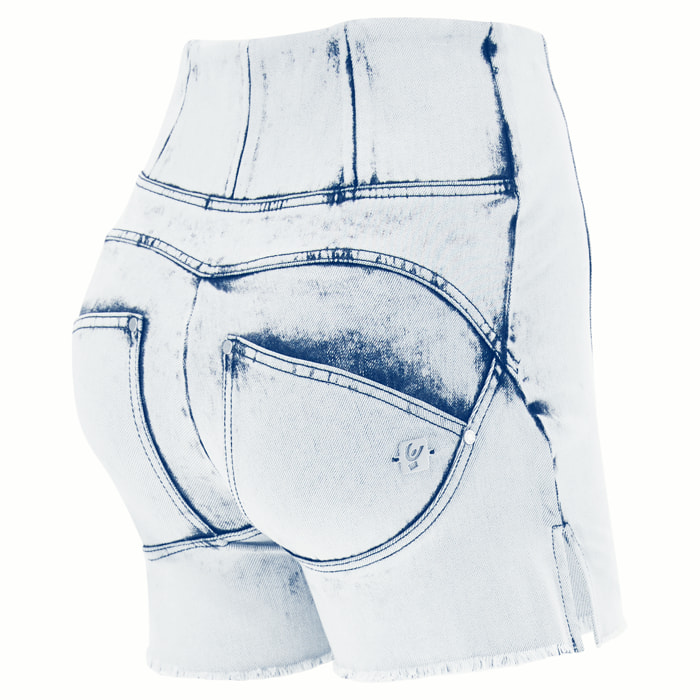 Shorts push up WR.UP® con spacchi in denim super slavato