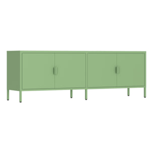 Mobile tv basso in metallo 4 ante 162x40x57 cm verde - Pop