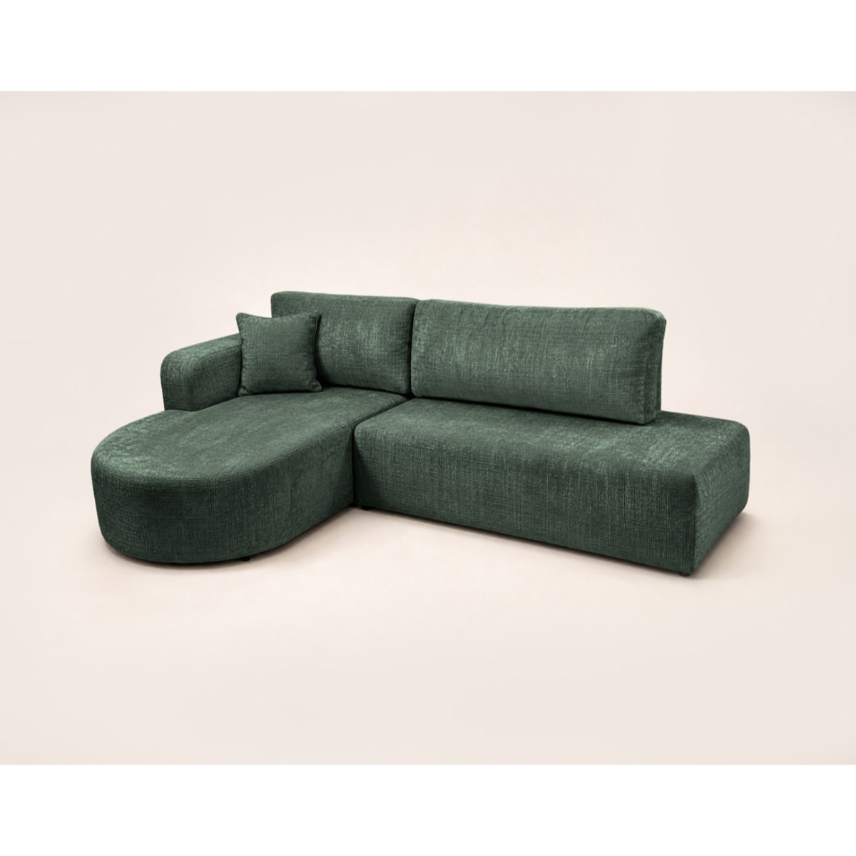 Miro - Canapé d'angle gauche 4 places convertible avec coffre en velours texturé - Vert