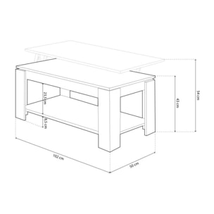 Mesa de centro elevable Lya Blanco Artik (Blanco Mate) - Gris Cemento