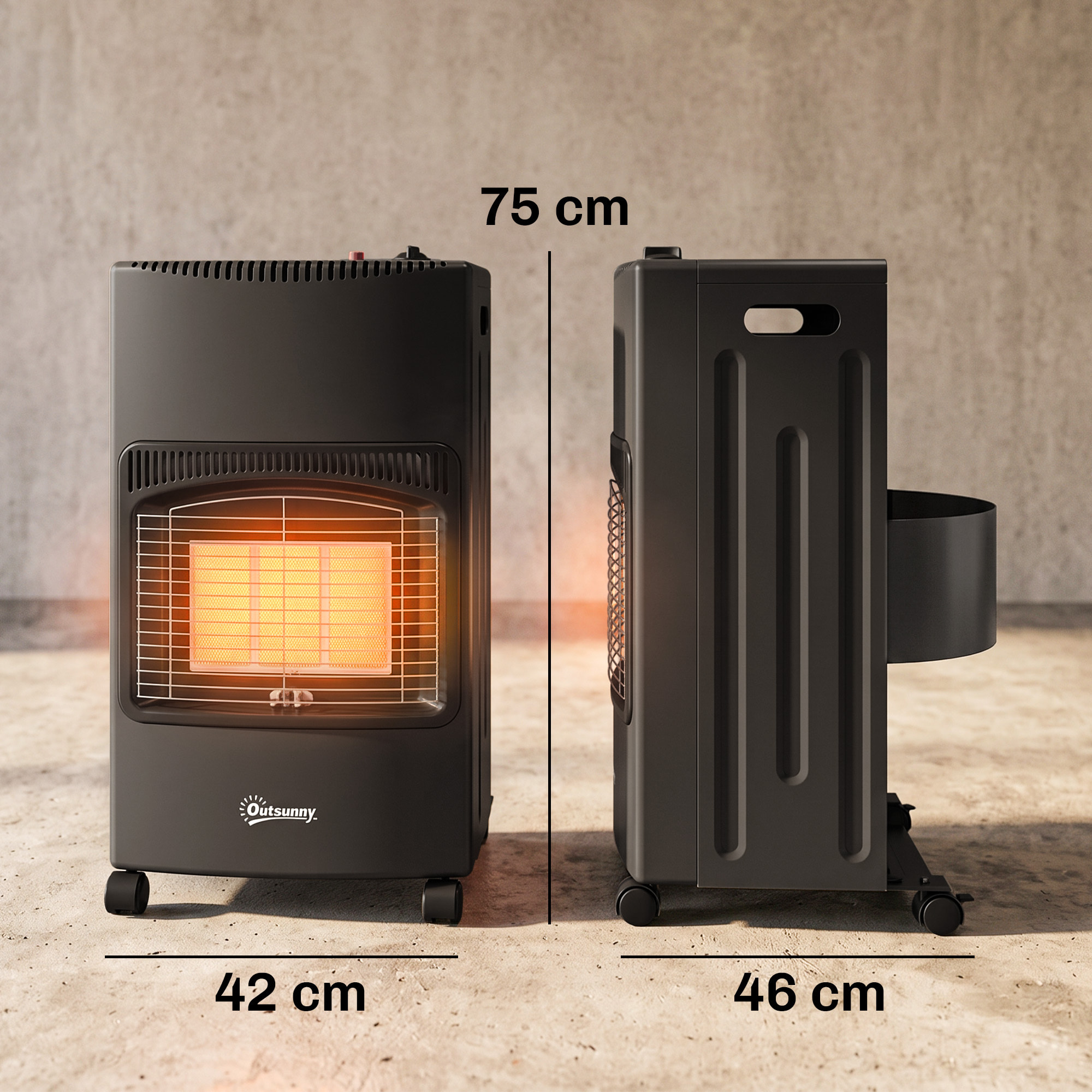 Chauffage au gaz 4200W infrarouge pliable 3 puissances système ODS noir