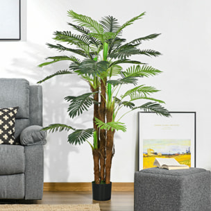 Planta Artificial Decorativa 160 cm Palmera Artificial con Maceta y Hojas para Interior Hogar Salón Oficina Verde