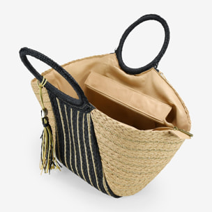 Bolso de mano rafia negra