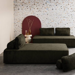 Lot de 2 chauffeuses LAO 2 places pour canapé modulable velours côtelé vert foncé. L 180 x P 90 x H 78cm