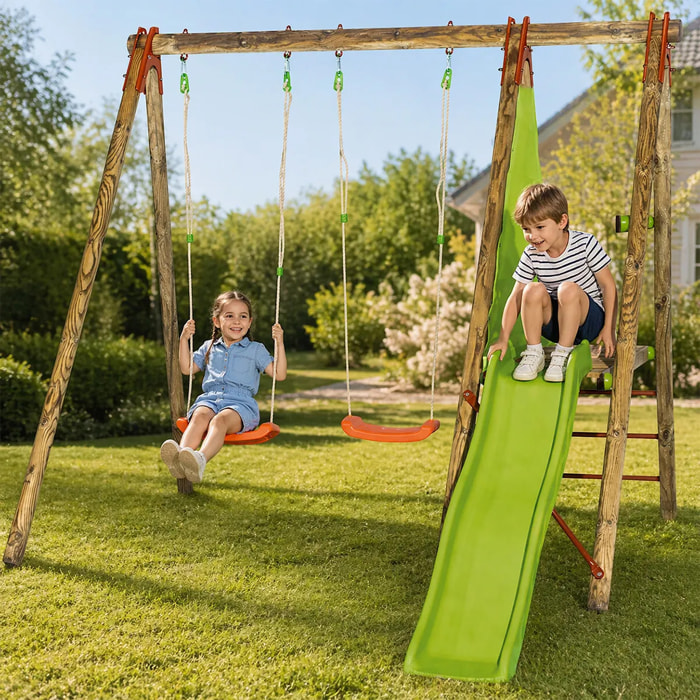 Balançoire en bois 2,30 m Topwood DANI - 4 enfants