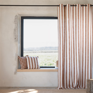Rideau 100% coton larges rayures LOURMARIN - Terracotta