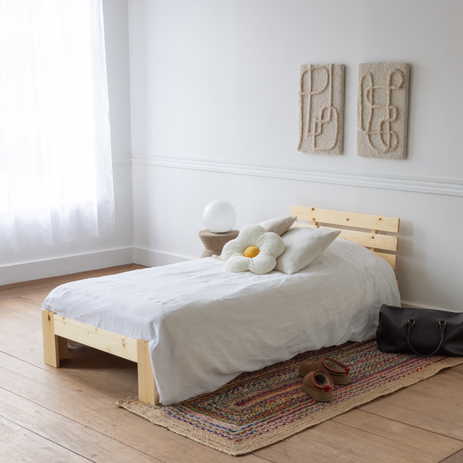 Lit en bois avec tête de lit 90x190cm FINN