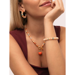 Collana Pumpkin Stones Acciao Placcato Oro