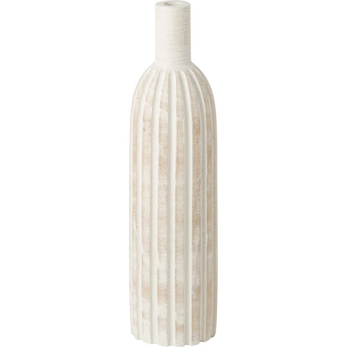 J-Line Vase bouteille - bois de paulownia - blanc