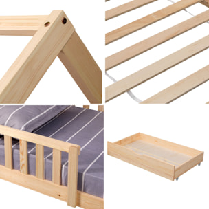 Lit cabane pour enfant 190x90cm en bois avec tiroirs MARCEAU