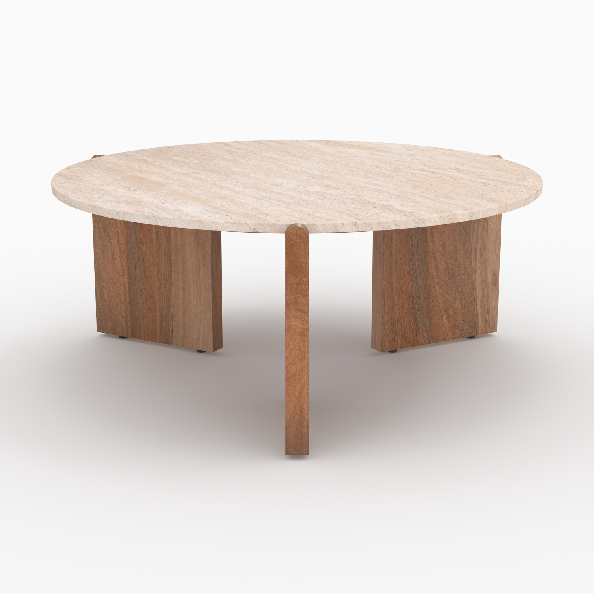 Table basse en travertin et bois D85 cm - Sierra