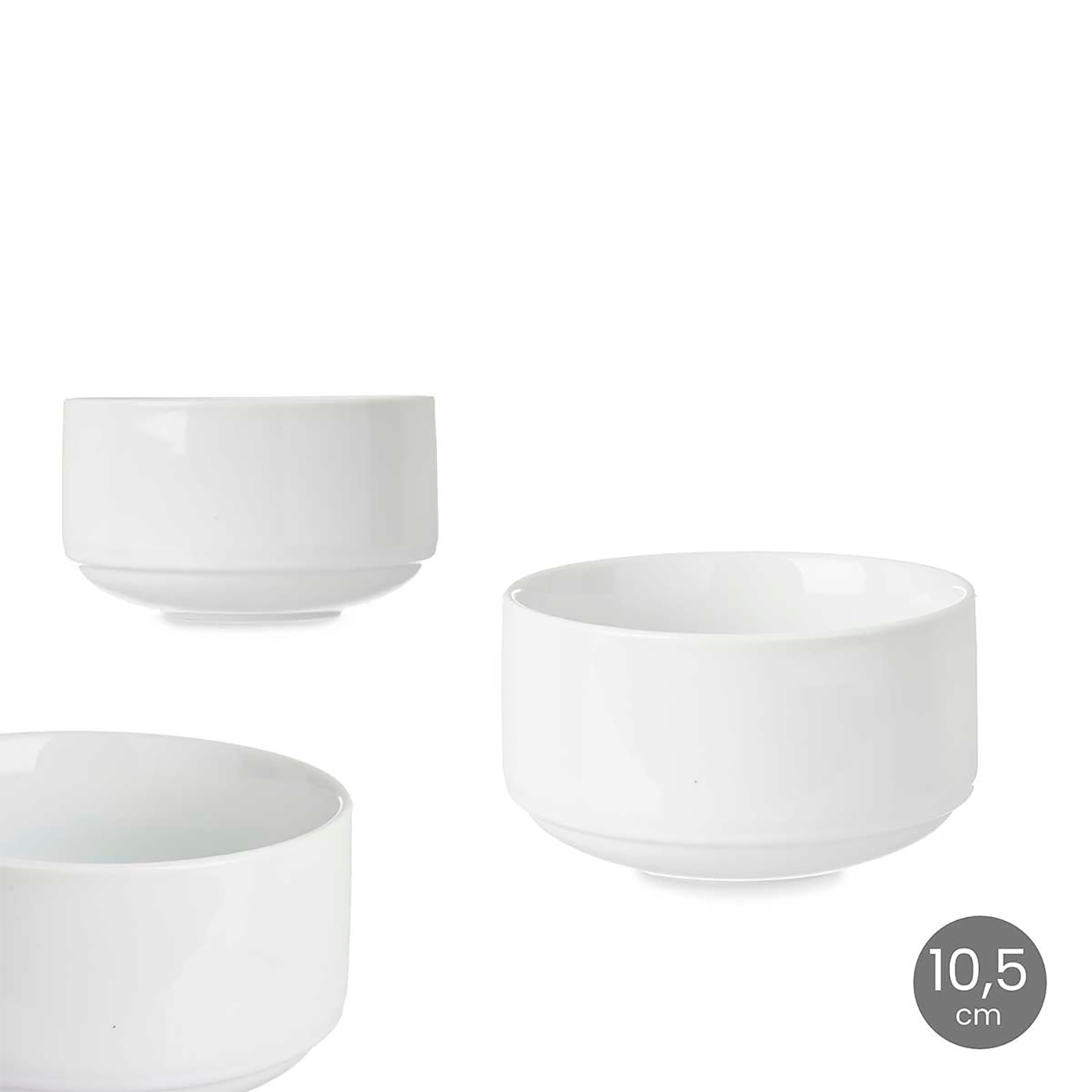 PACK 6 BOLLE IMPILABILI IN PORCELLANA 10,5 CM