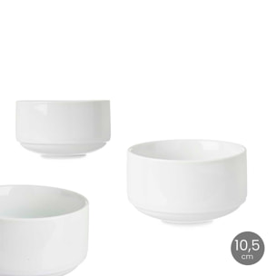 PACK 6 BOLLE IMPILABILI IN PORCELLANA 10,5 CM