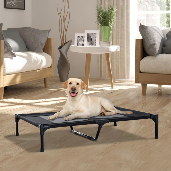 Lit sur pieds pour chien chat lit de camp animal lit surélevé Oxford textilène micro-perforé dim. 92L x 76l x 18H cm noir