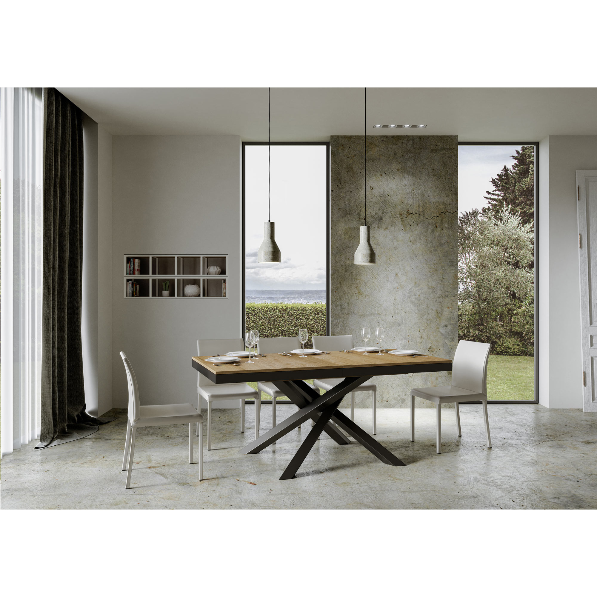 Table extensible 90x160/264 cm Volantis Evolution Chêne Nature cadre Anthracite