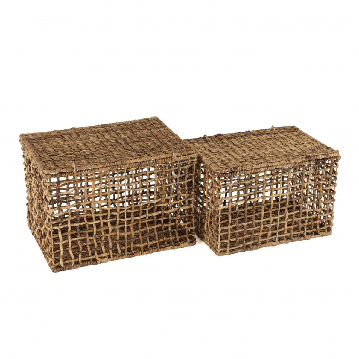 ALIDA - Set de 2 paniers de rangement en tissage naturel ajouré