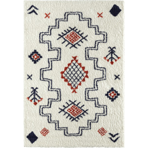 Tipi - tapis chambre d'enfant style berbère à poils longs à motif multicolore