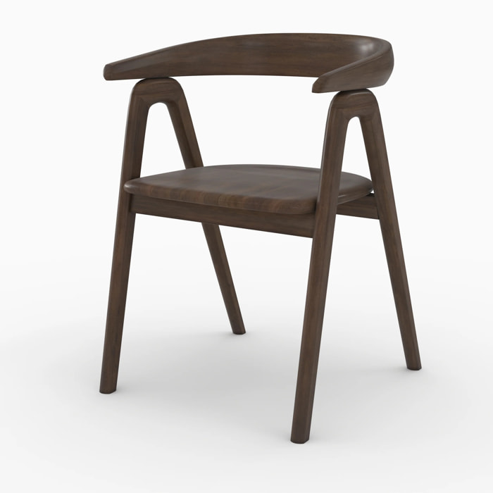 Chaise en bois d'hévéa foncé - Hawa