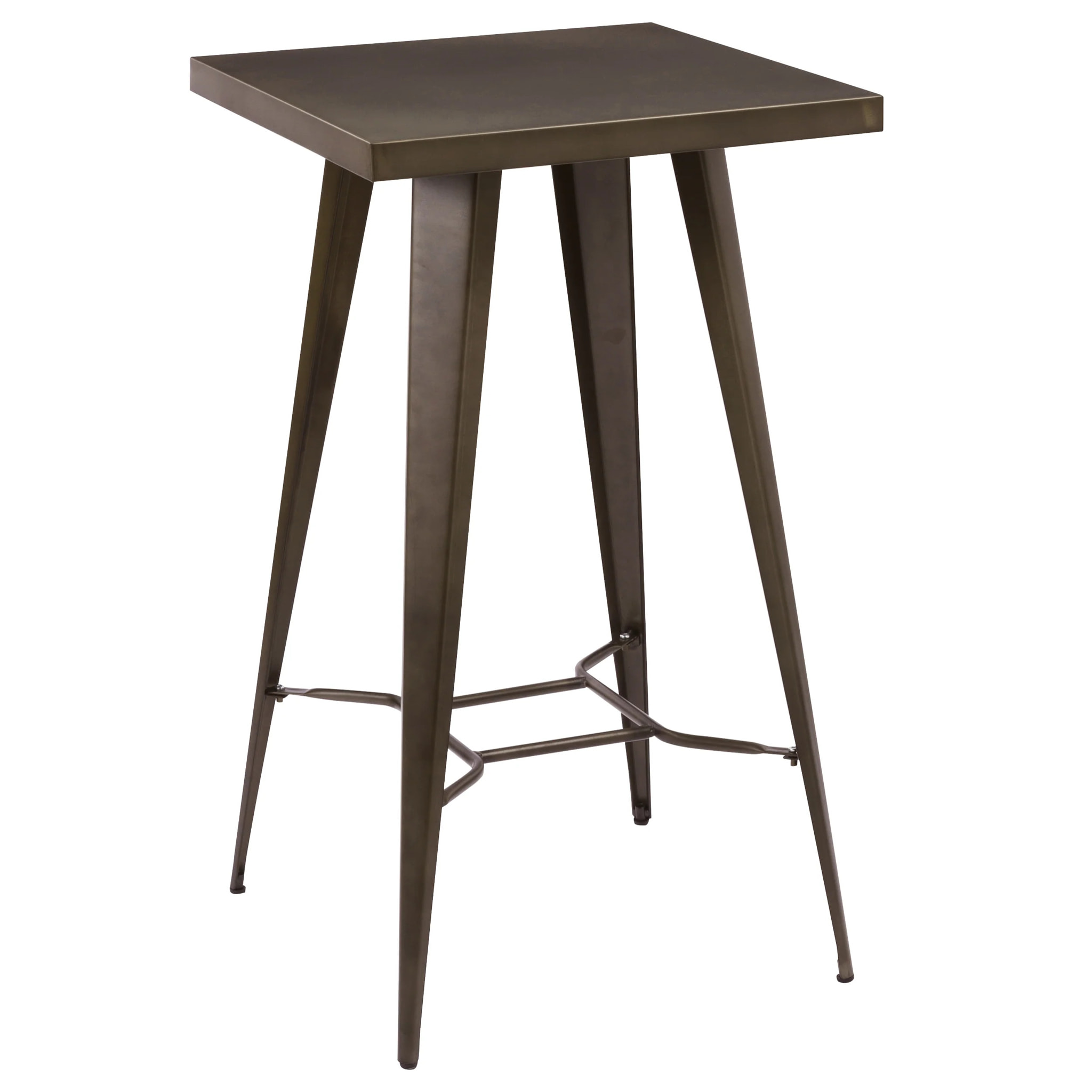 Table de bar carrée 2 personnes en métal gris métallisé 60 cm - Indus