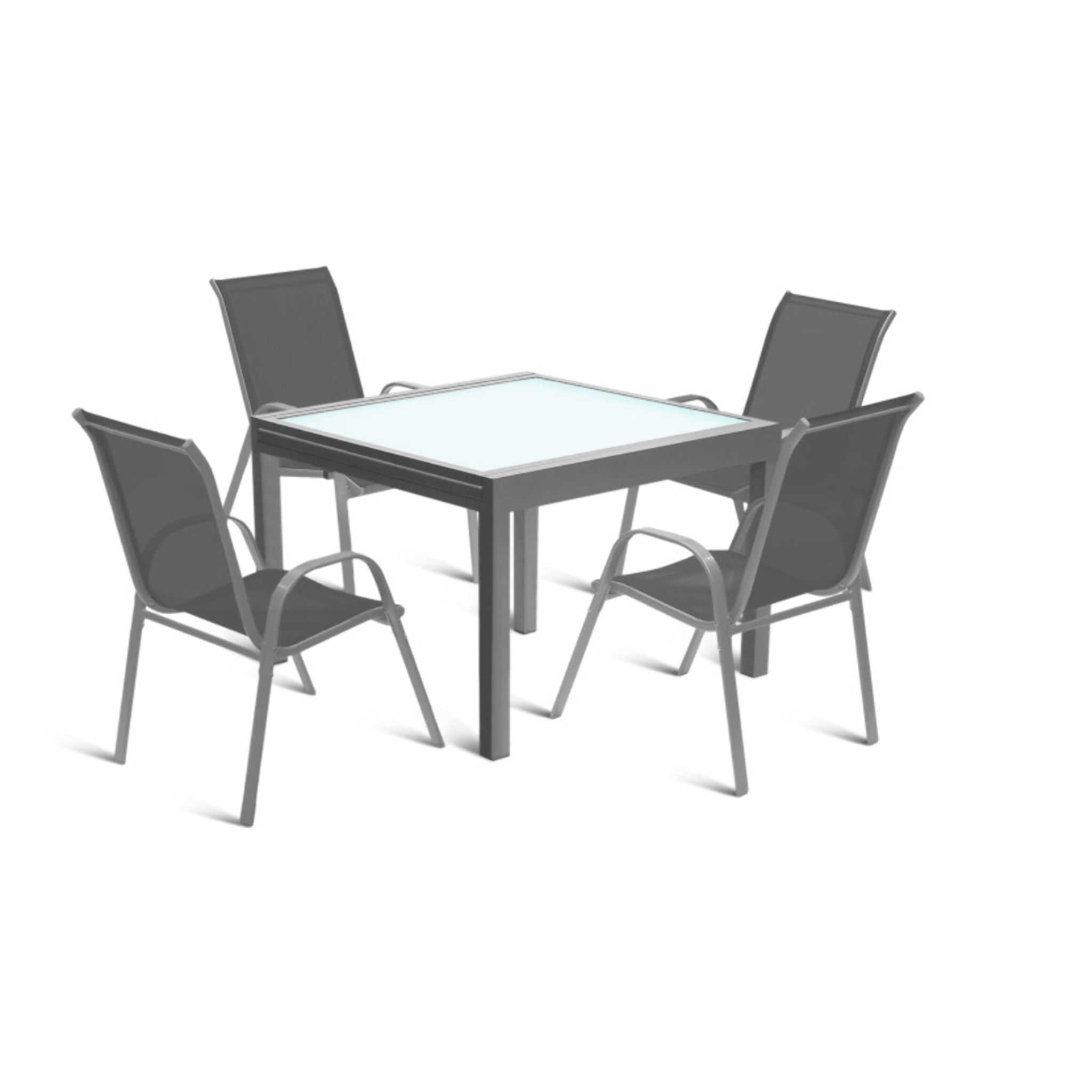 Table de jardin extensible en verre trempé 90-180cm