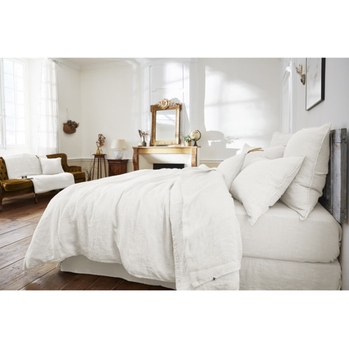 Drap housse 180x200 cm en lin lavé - SOLINE