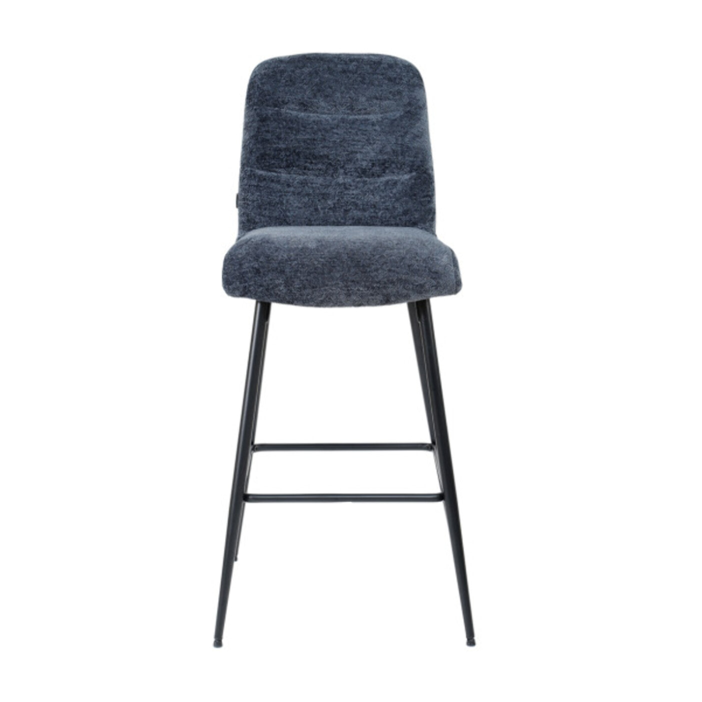 Tabouret de bar rembourré en tissu avec pied métal noir - LILA
