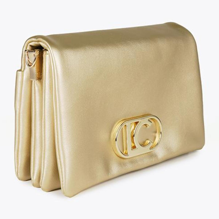 Borsa a tracolla in ecopelle con tre scomparti e patta