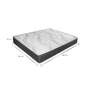 Matelas 160x200 cm avec accueil mousse à mémoire de forme 24 cm JIMY