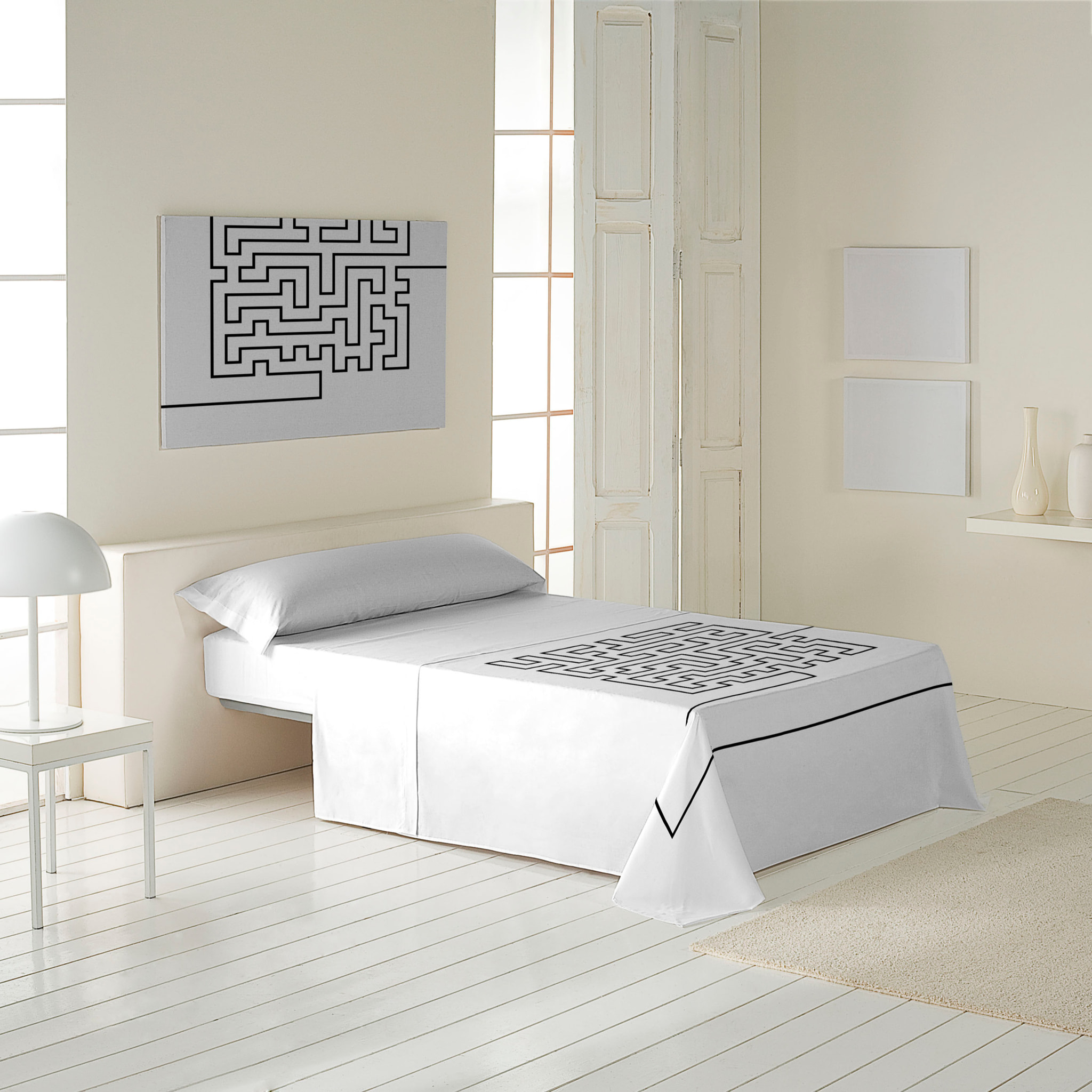 Icehome - Juego de Sábanas Estampadas - Incluye 1 o 2 Fundas de Almohada - 100% Algodón - Laberinth