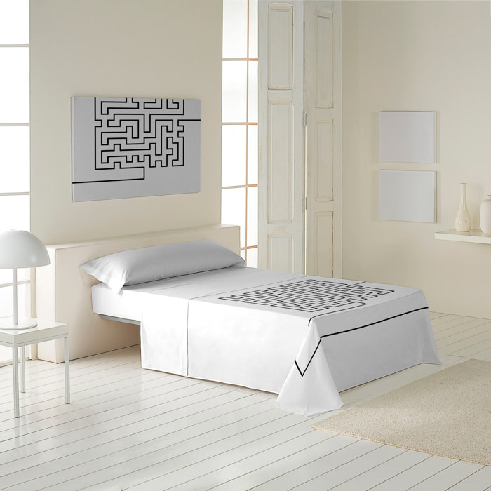 Icehome - Juego de Sábanas Estampadas - Incluye 1 o 2 Fundas de Almohada - 100% Algodón - Laberinth