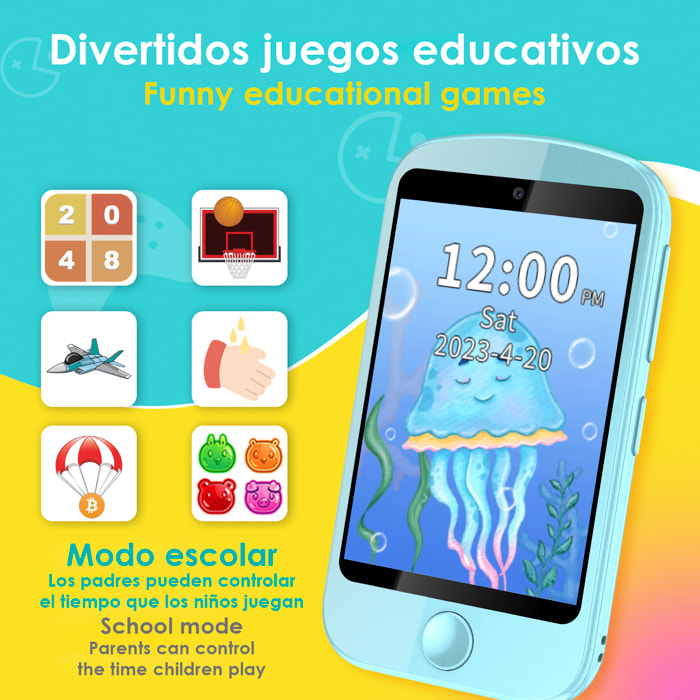 Cellulare per bambini A16 con rete GSM. Schermo 2.8, fotocamera, modalità scuola, giochi didattici.