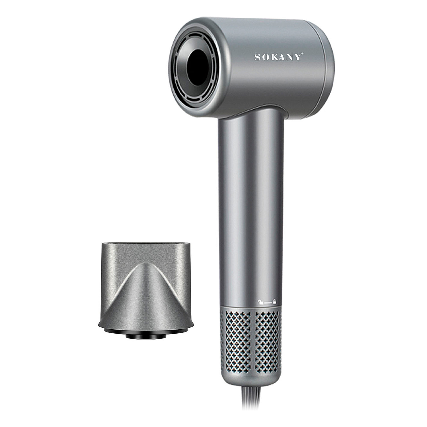 Asciugacapelli 2400W, motore ad alta velocità 110.000 RPM, asciugatura rapida in soli 2-5 minuti. Basso livello di rumore e 3 livelli di temperatura.