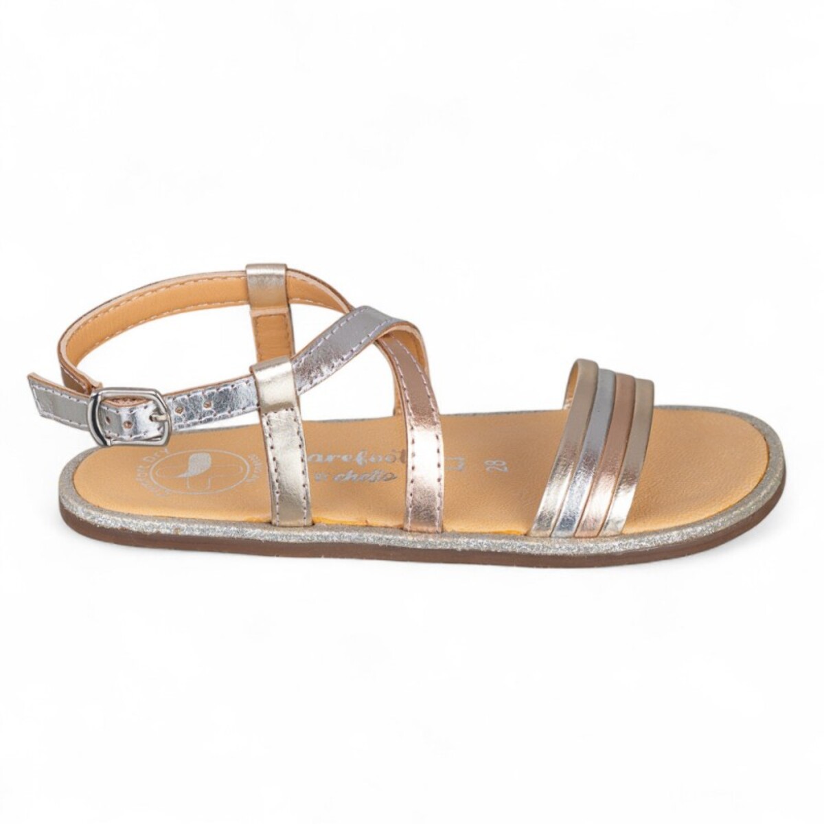 SANDALIA BAREFOOT DE PIEL CHETTO TIRAS PLATA