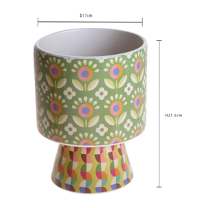 Vaso con base maiolica - 17xH21,5x17cm - Pezzi 2 - Bianchi Dino SpA