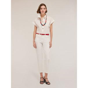Motivi - Pantaloni carrot Rianne in cotone - Bianco