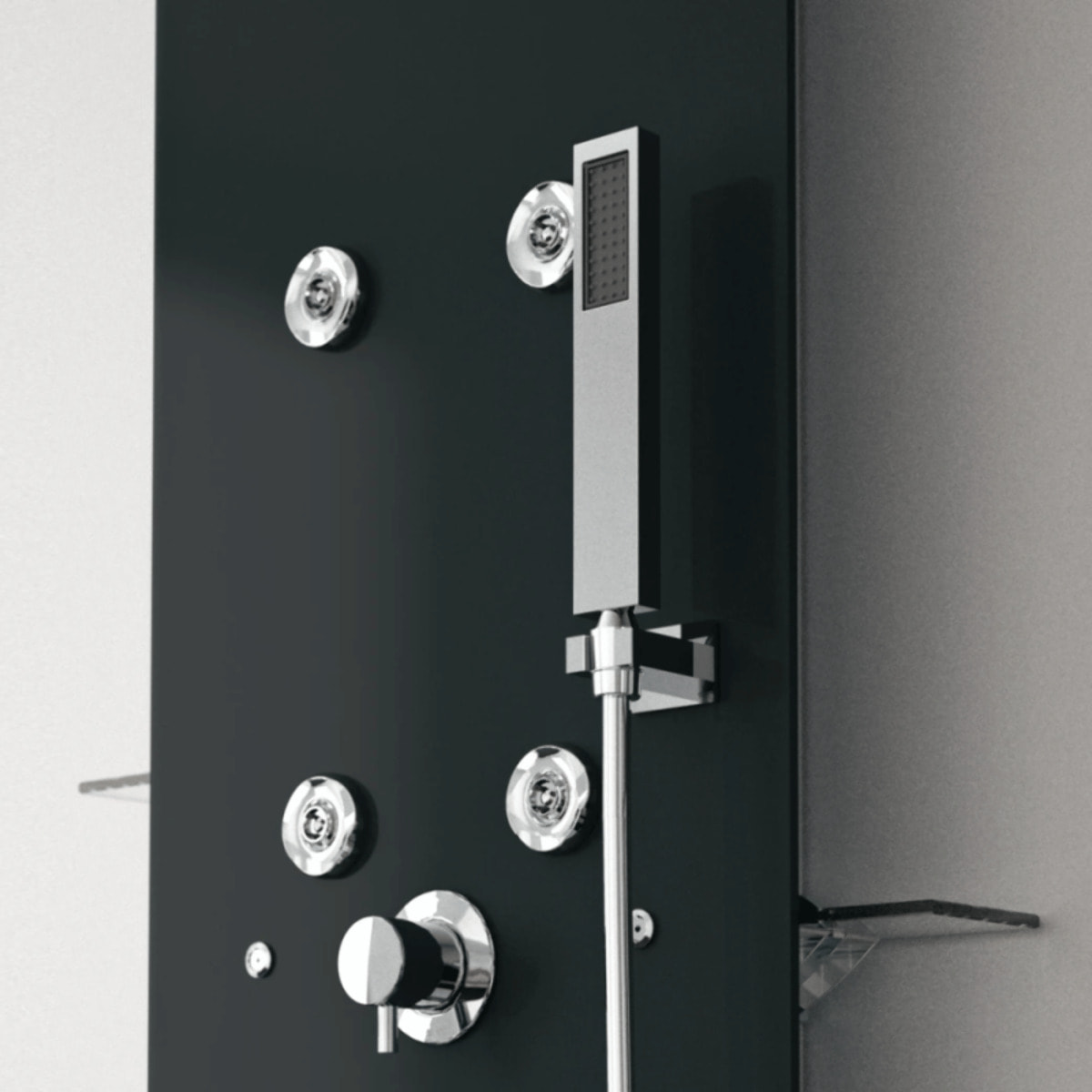 Colonne de douche hydromassante  KINEDO Aquaglass Noir