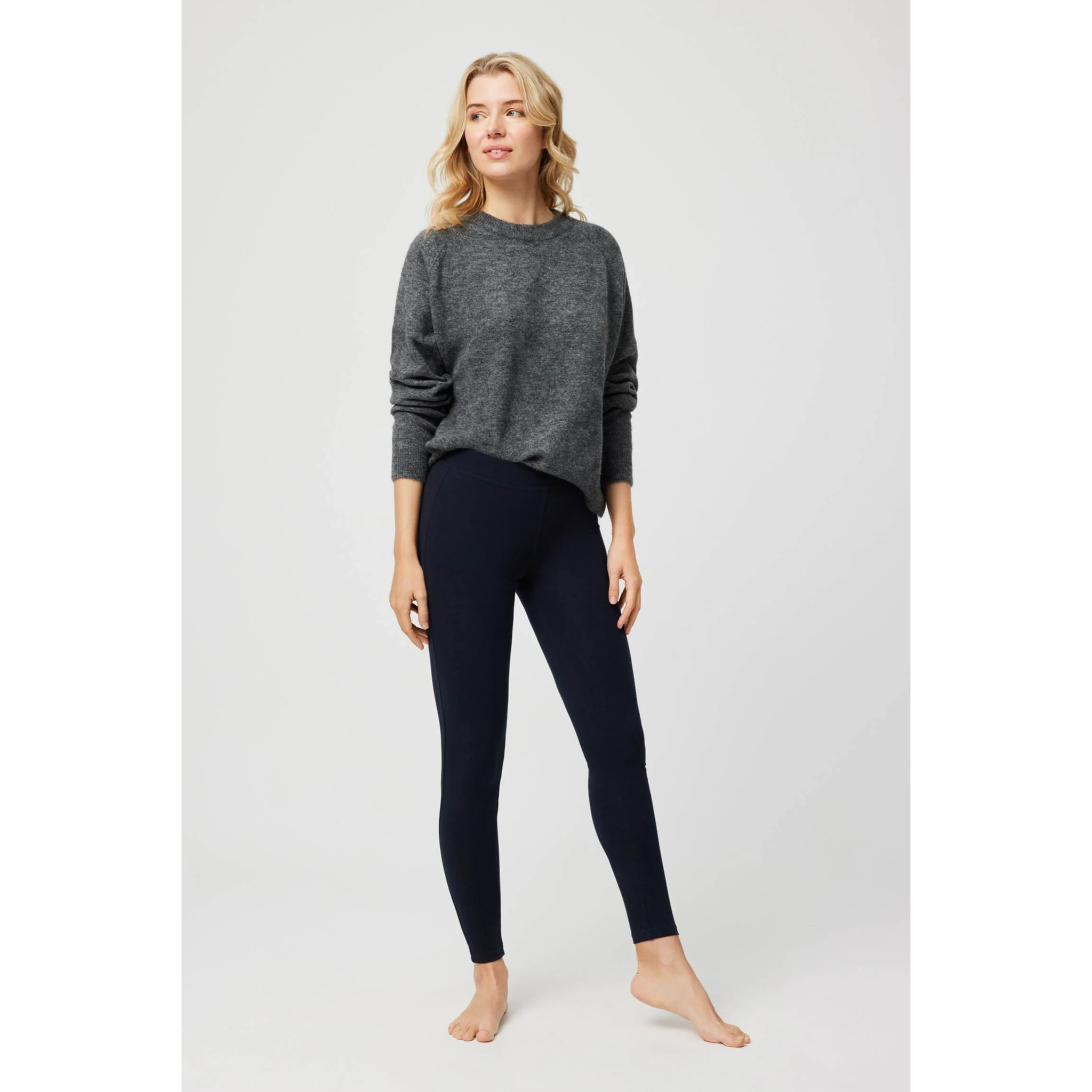 Leggings lunghi basico in cotone blu navy